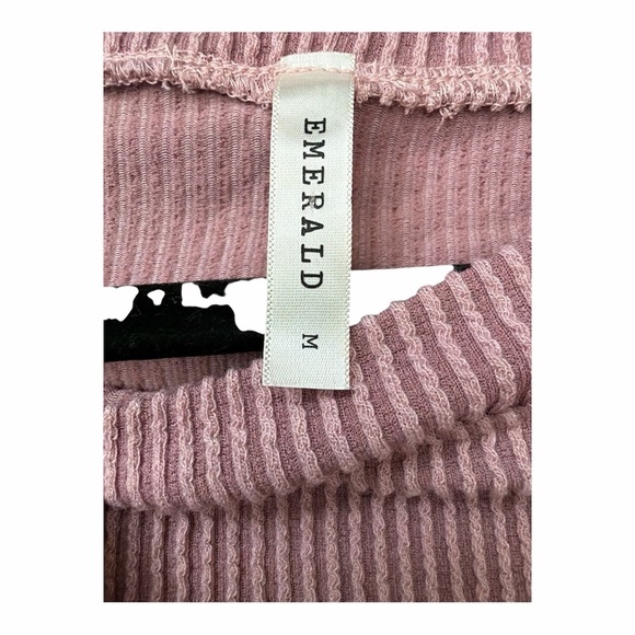 EMERALD LONG SLEEVE Pink Ribbed Top size Medium - Picture 3 of 6
